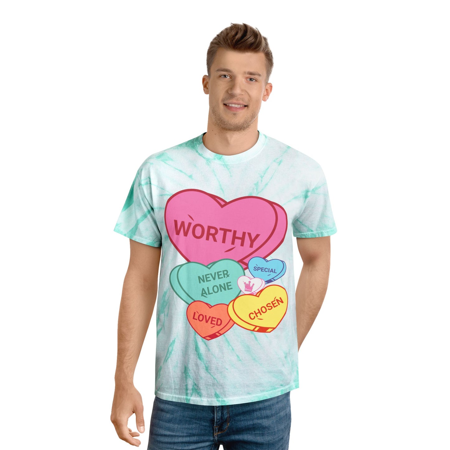 Worthy Tie-Dye Tee | Inspirational Heart Design | Perfect for Gifts & Celebrations