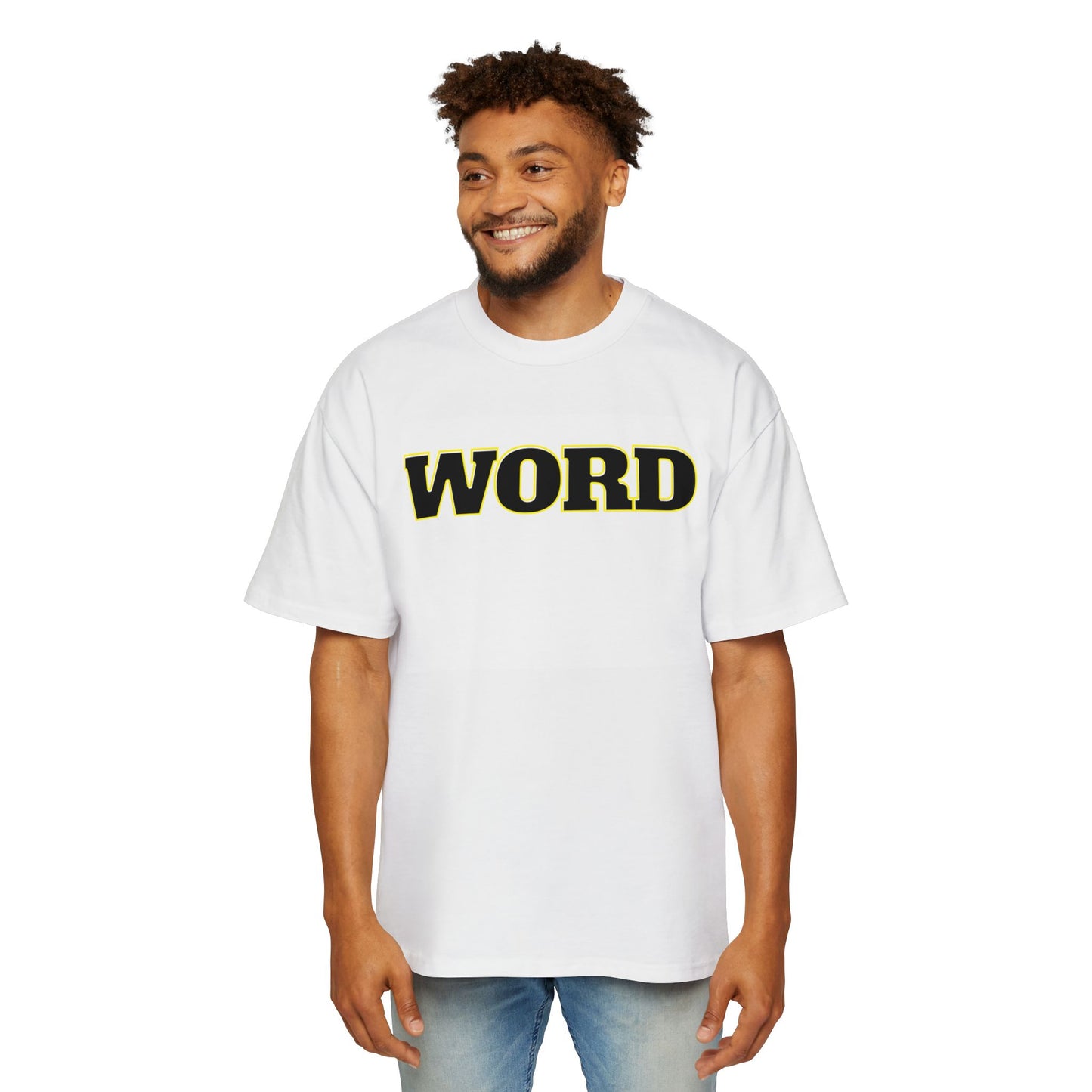Men's Heavy Oversized Tee - Inspirational Graphic Tee with 'WORD' Print